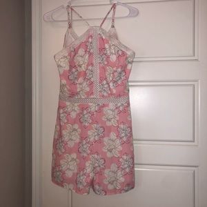 Pink floral romper